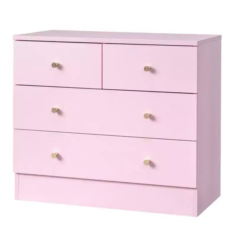 Commode rose à 4 tiroirs, 66 cm (25,98 po) de large, en panneaux de particules