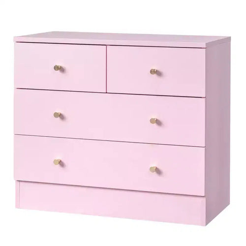 Commode rose à 4 tiroirs, 66 cm (25,98 po) de large, en panneaux de particules