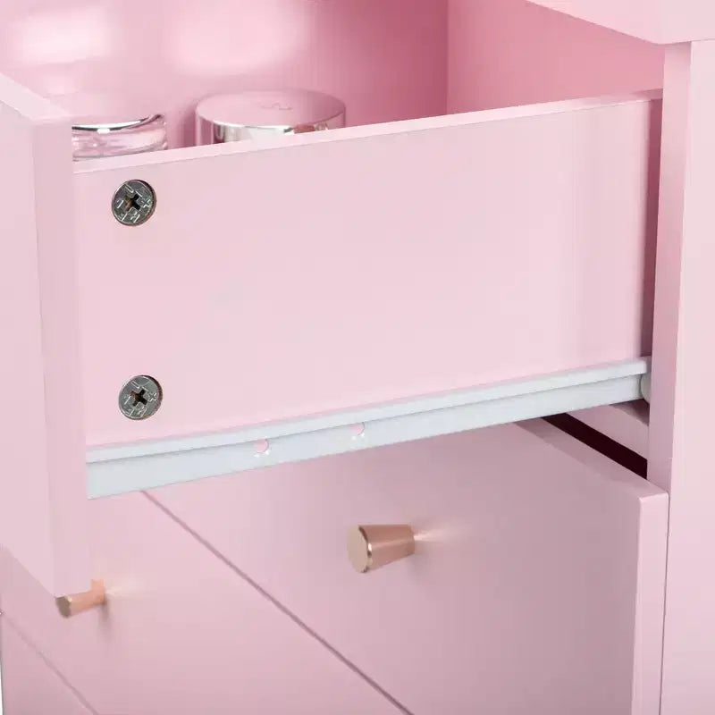 Commode rose à 4 tiroirs, 66 cm (25,98 po) de large, en panneaux de particules
