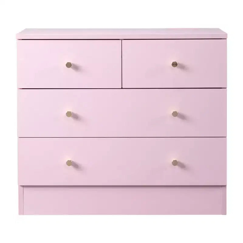 Commode rose à 4 tiroirs, 66 cm (25,98 po) de large, en panneaux de particules