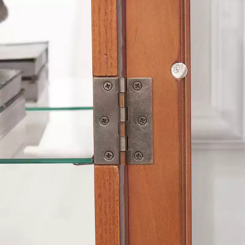 Vitrine 2 portes avec portes en verre trempé, panneau arrière miroir et étagères réglables