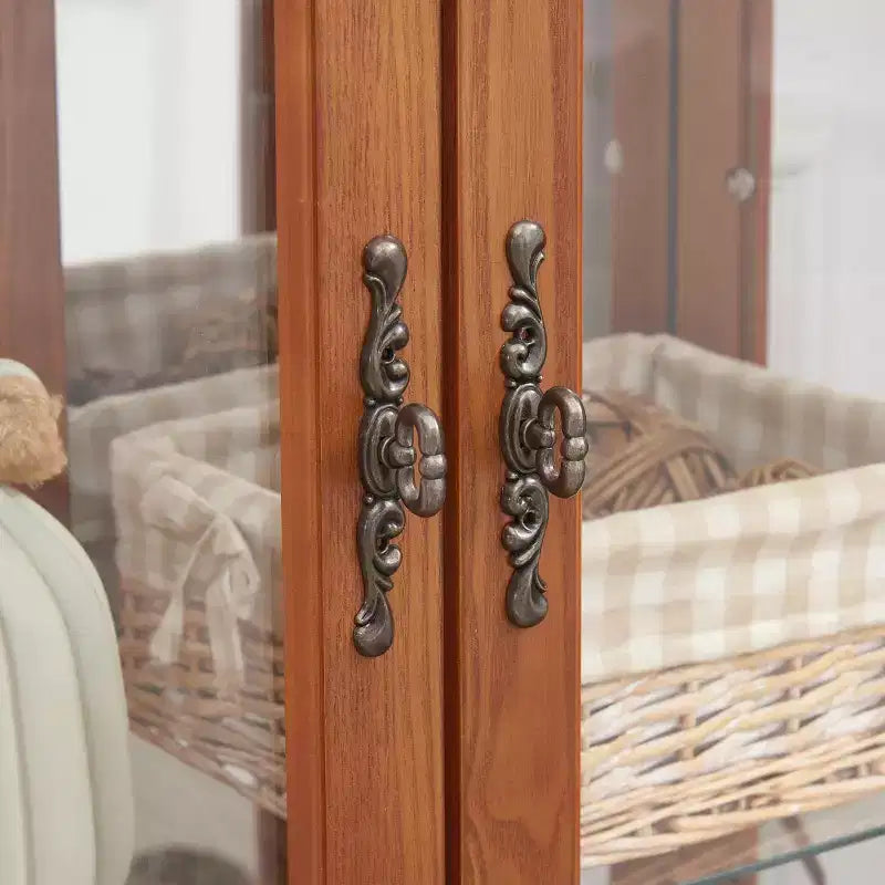 Vitrine 2 portes avec portes en verre trempé, panneau arrière miroir et étagères réglables