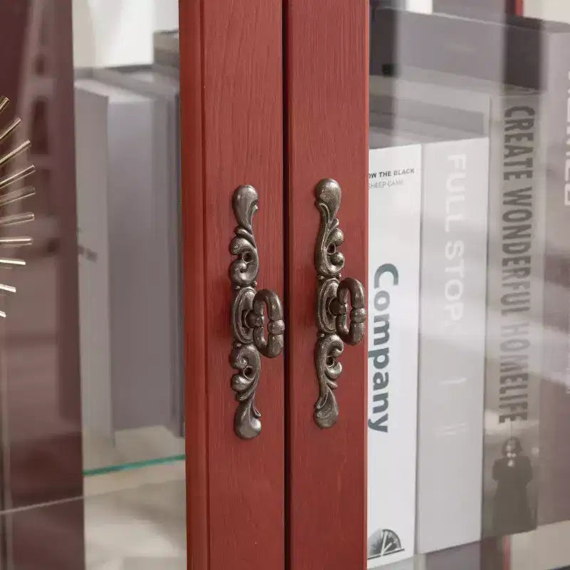 Vitrine 2 portes avec portes en verre trempé, panneau arrière miroir et étagères réglables