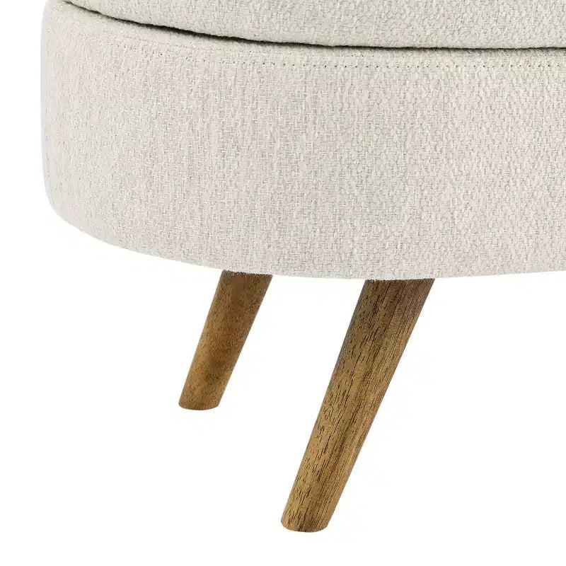 Banc de rangement ottoman ovale avec pieds en bois d'hévéa (43,5x16x16)