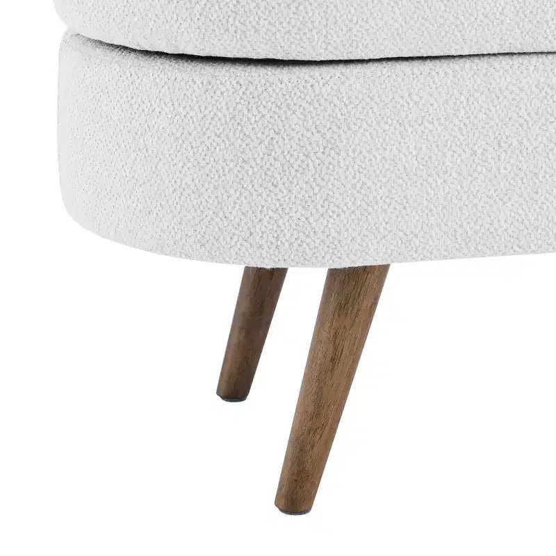 Banc de rangement ottoman ovale avec pieds en bois d'hévéa (43,5x16x16)