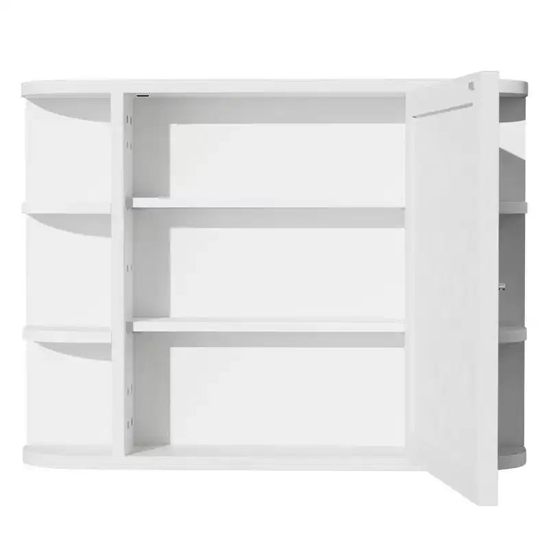 Armoire de toilette murale en bois blanc avec miroir 31,5 x 23,6 po, avec portes et 6 étagères ouvertes