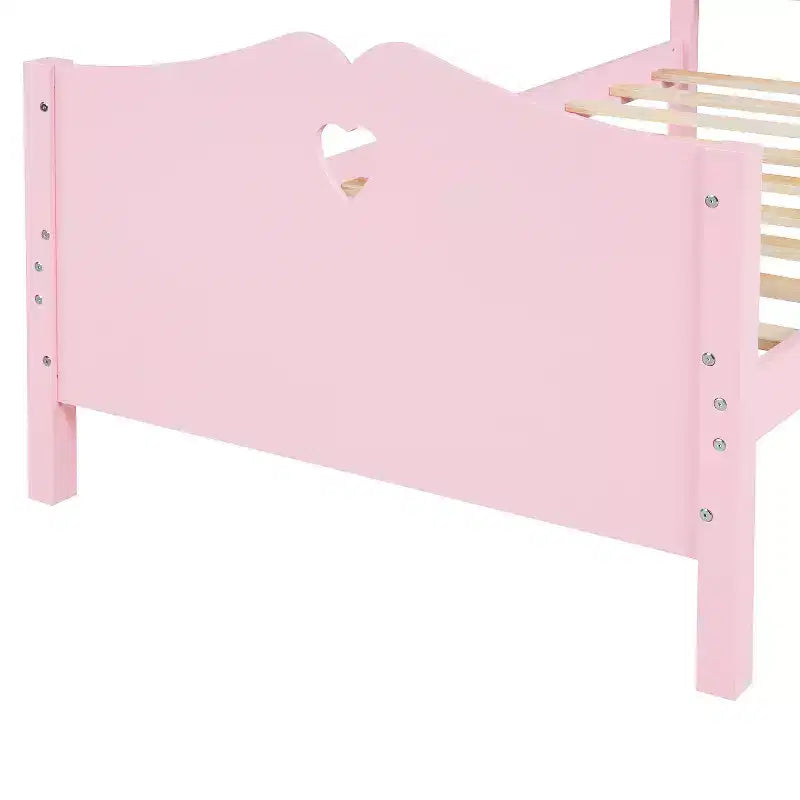 Cadre de lit jumeau pour filles, lit plateforme en bois taille jumeau avec tête de lit et pied de lit