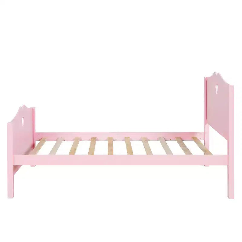Cadre de lit jumeau pour filles, lit plateforme en bois taille jumeau avec tête de lit et pied de lit
