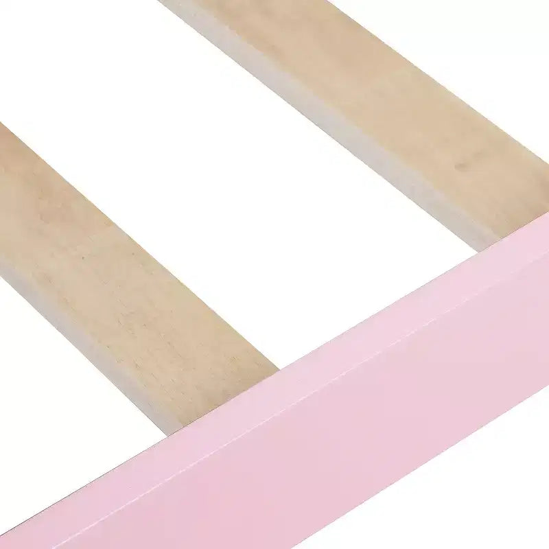 Cadre de lit jumeau pour filles, lit plateforme en bois taille jumeau avec tête de lit et pied de lit