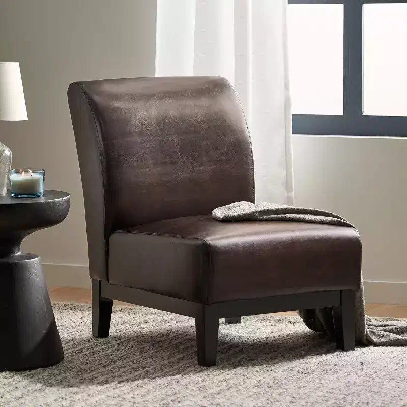 Christopher Knight Home Bishop Modern Upholstered Faux Leather Slipper Chair