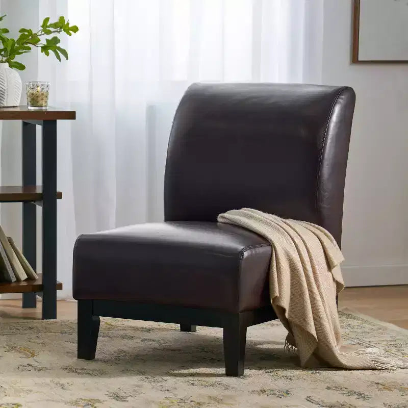 Chaise sans bras moderne en similicuir rembourrée