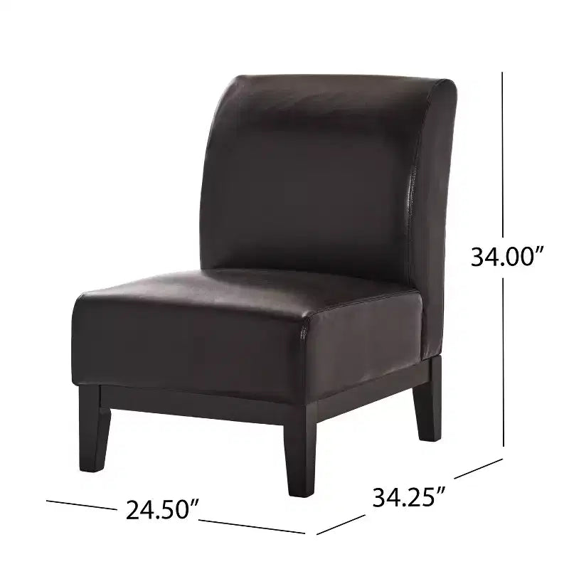 Chaise sans bras moderne en similicuir rembourrée