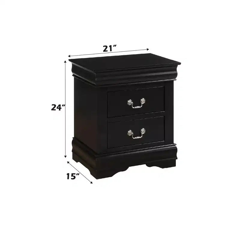 Table de chevet noire à 2 tiroirs