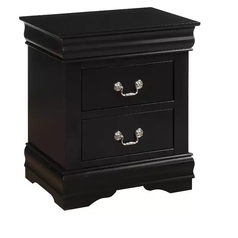 Table de chevet noire à 2 tiroirs