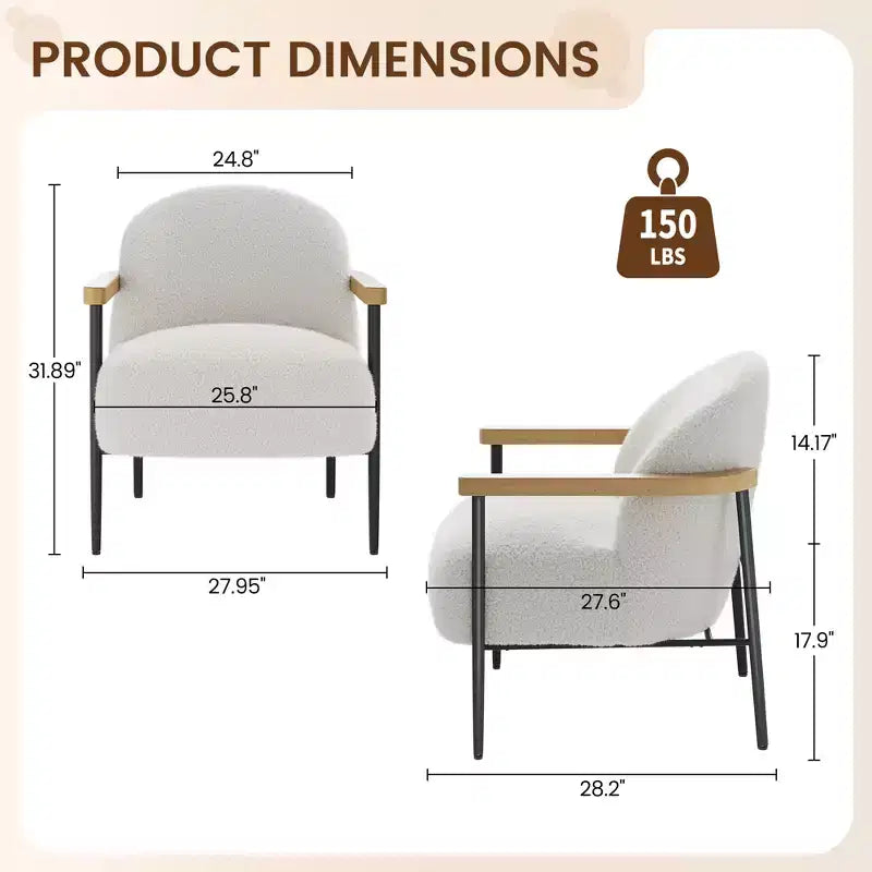 Fauteuil d'appoint moderne du milieu du siècle, fauteuil de salon confortable avec pieds réglables, coussin à ressorts pour salon, chambre à coucher, bureau