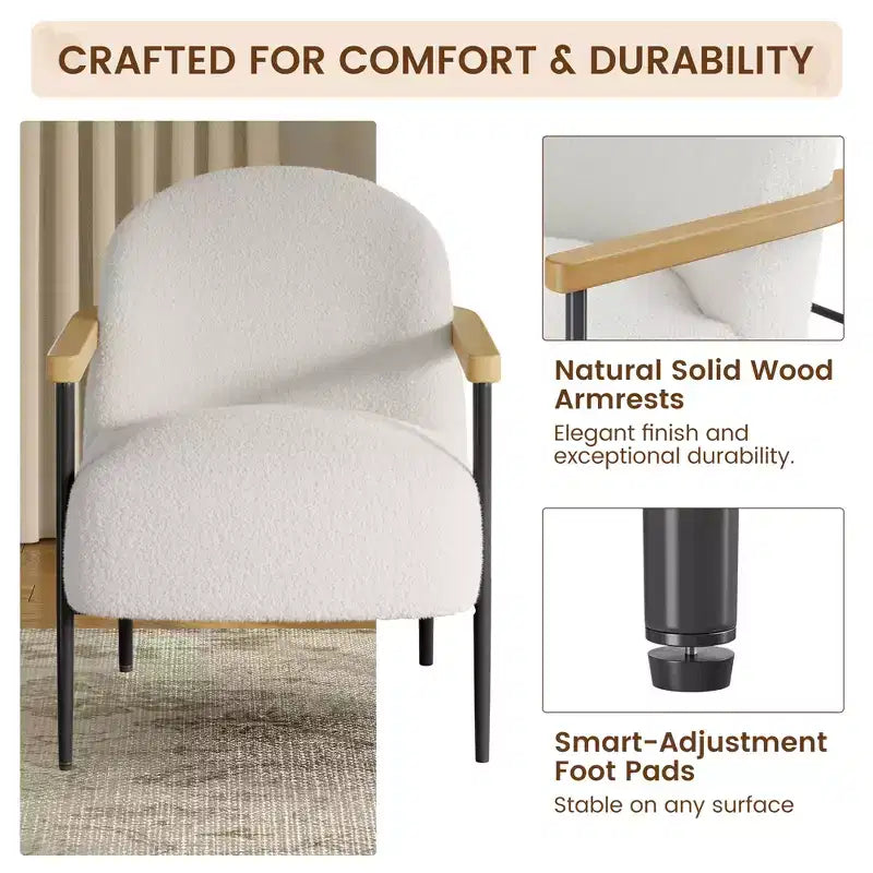 Fauteuil d'appoint moderne du milieu du siècle, fauteuil de salon confortable avec pieds réglables, coussin à ressorts pour salon, chambre à coucher, bureau