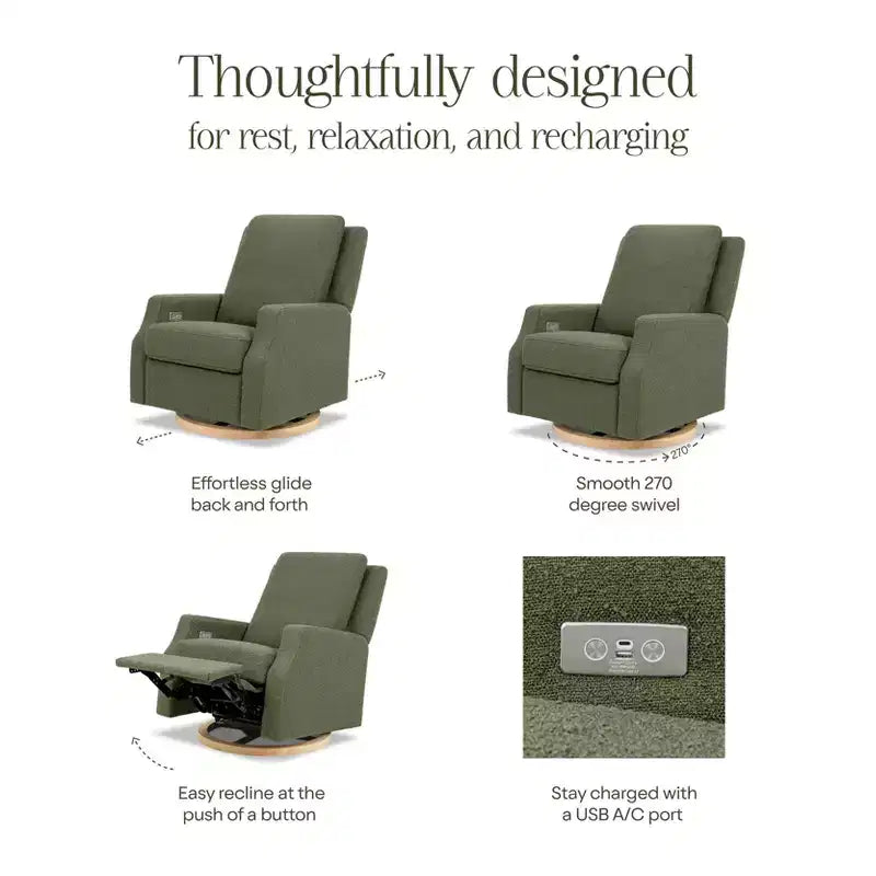 Fauteuil inclinable électrique et fauteuil à bascule pivotant – Tissu Performance Fog