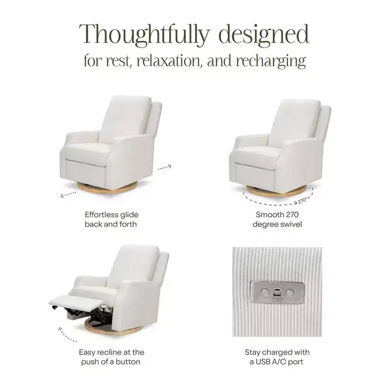 Fauteuil inclinable électrique et fauteuil à bascule pivotant – Tissu Performance Fog