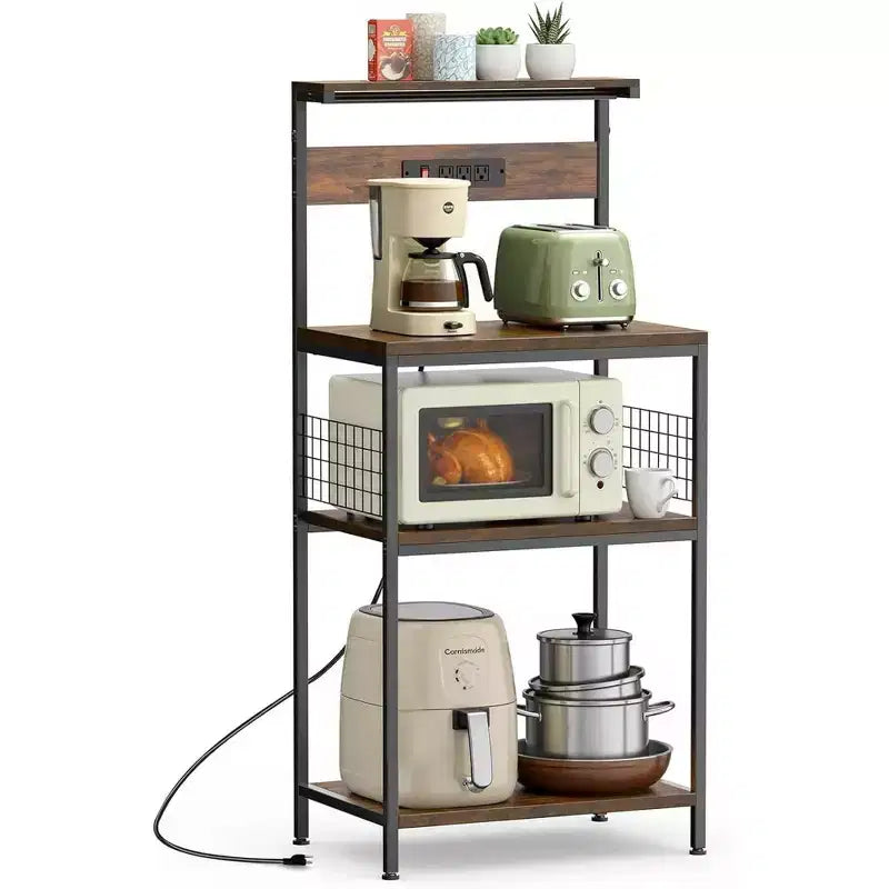 Étagère de cuisine à 3 niveaux – Support et organisateur de four à micro-ondes en acier robuste, résistant à la rouille