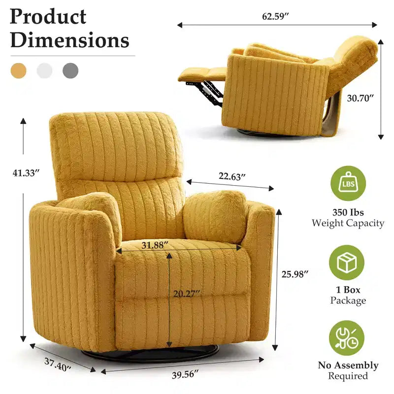 Fauteuil inclinable électrique, fauteuil inclinable berçant pivotant avec ports USB