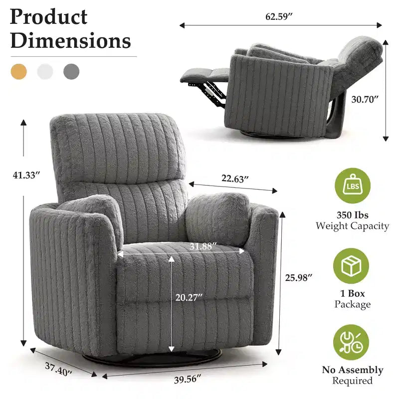 Fauteuil inclinable électrique, fauteuil inclinable berçant pivotant avec ports USB