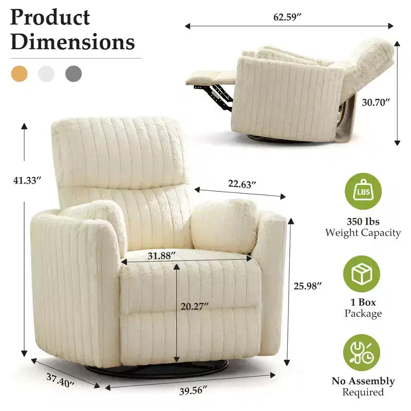 Fauteuil inclinable électrique, fauteuil inclinable berçant pivotant avec ports USB
