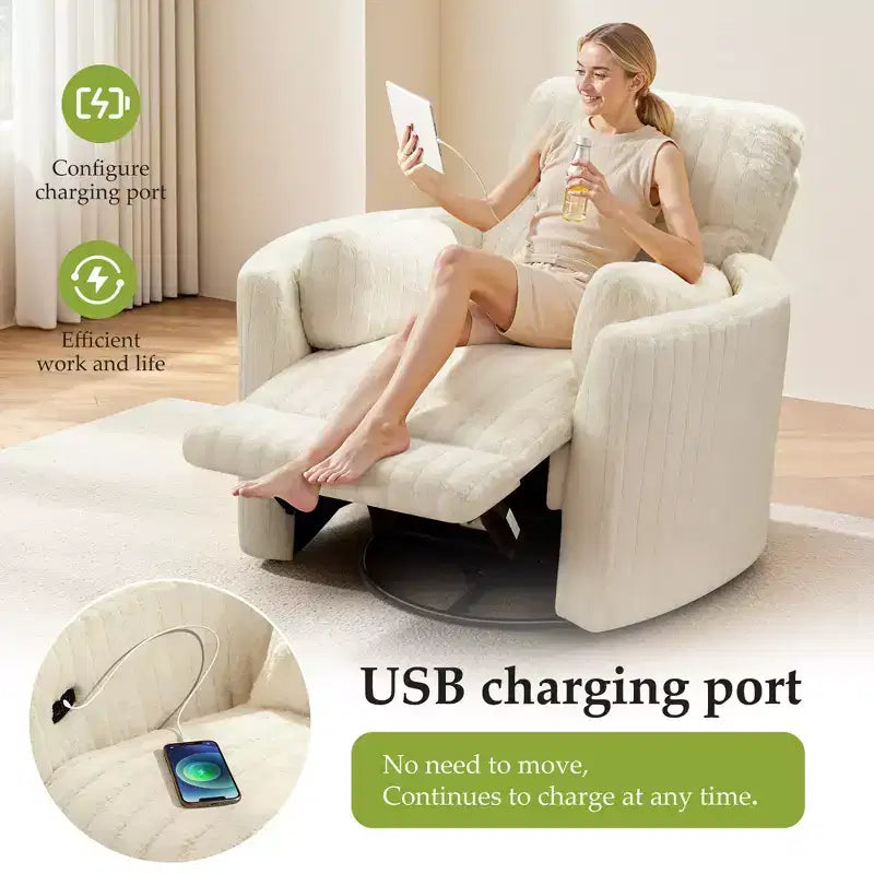 Fauteuil inclinable électrique, fauteuil inclinable berçant pivotant avec ports USB