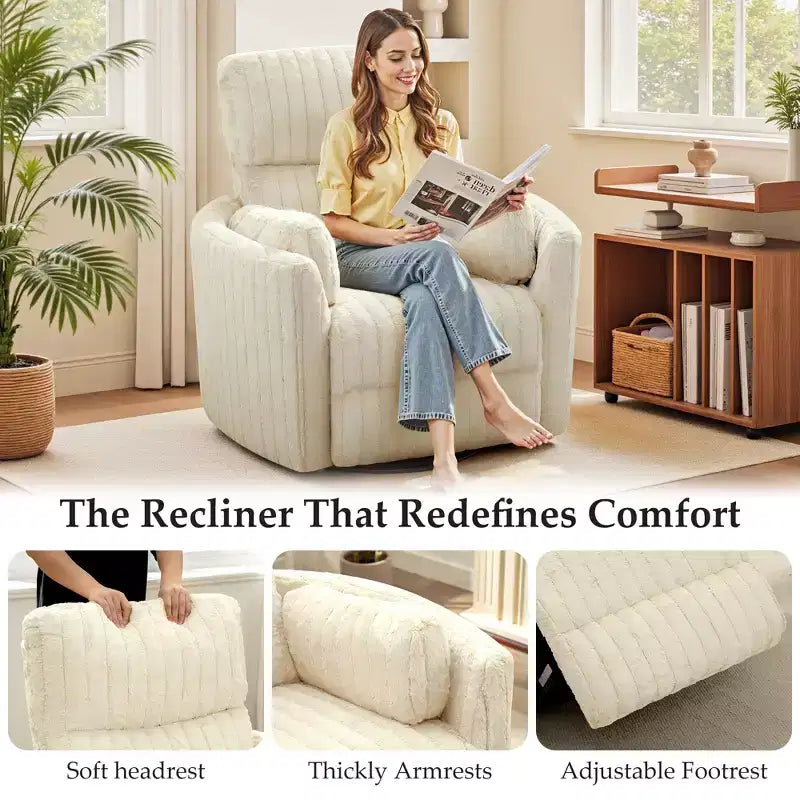 Fauteuil inclinable électrique, fauteuil inclinable berçant pivotant avec ports USB