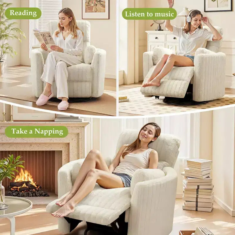 Fauteuil inclinable électrique, fauteuil inclinable berçant pivotant avec ports USB