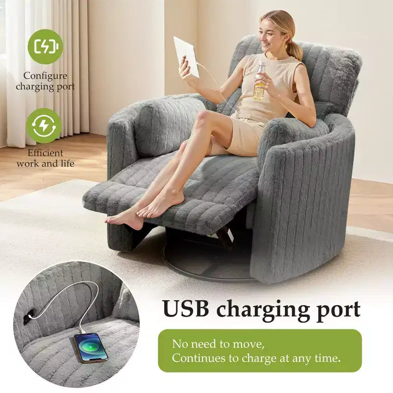 Fauteuil inclinable électrique, fauteuil inclinable berçant pivotant avec ports USB