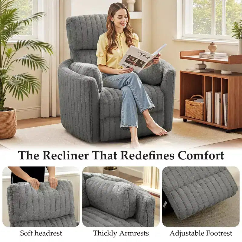 Fauteuil inclinable électrique, fauteuil inclinable berçant pivotant avec ports USB