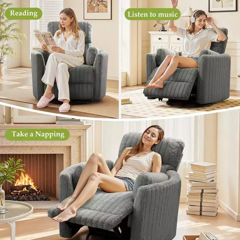 Fauteuil inclinable électrique, fauteuil inclinable berçant pivotant avec ports USB