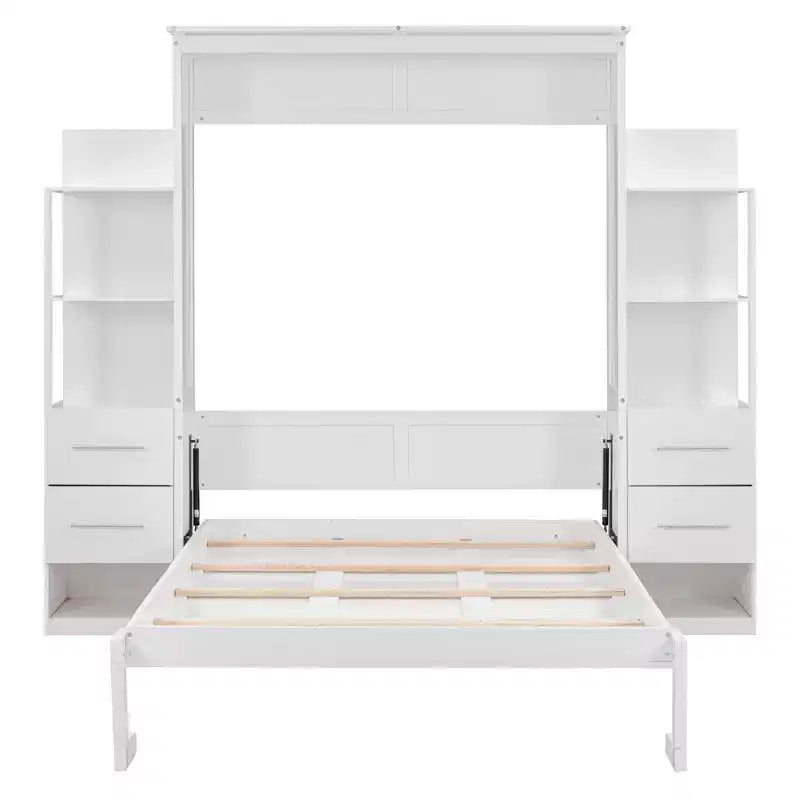 Lit escamotable mural Murphy avec étagères, tiroirs et lumières LED, armoire peu encombrante pour chambre d'amis ou bureau à domicile