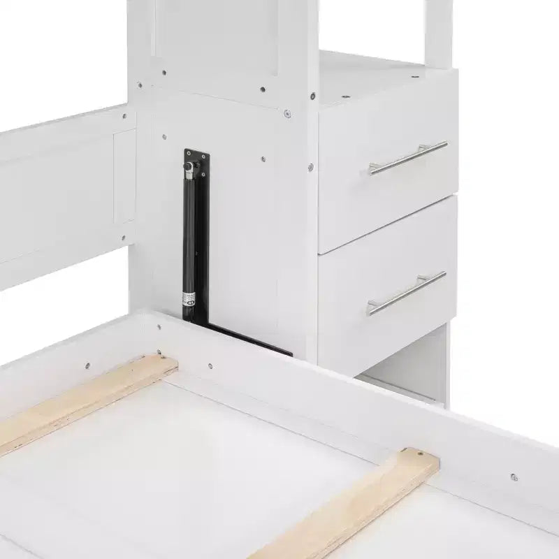 Lit escamotable mural Murphy avec étagères, tiroirs et lumières LED, armoire peu encombrante pour chambre d'amis ou bureau à domicile