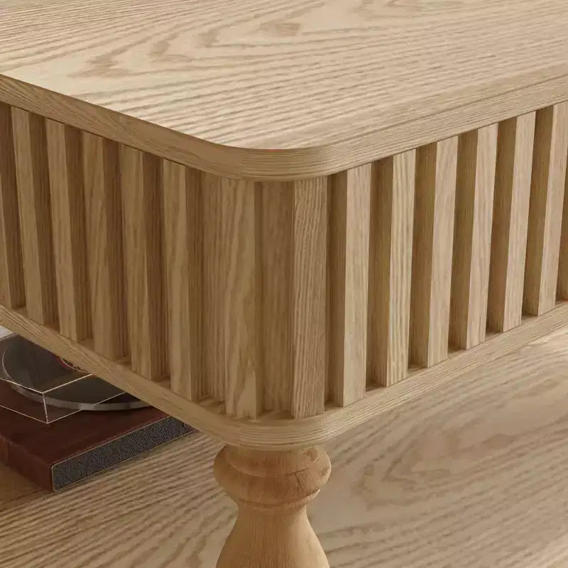 Table basse relevable carrée à 2 niveaux en bois massif avec deux espaces de rangement