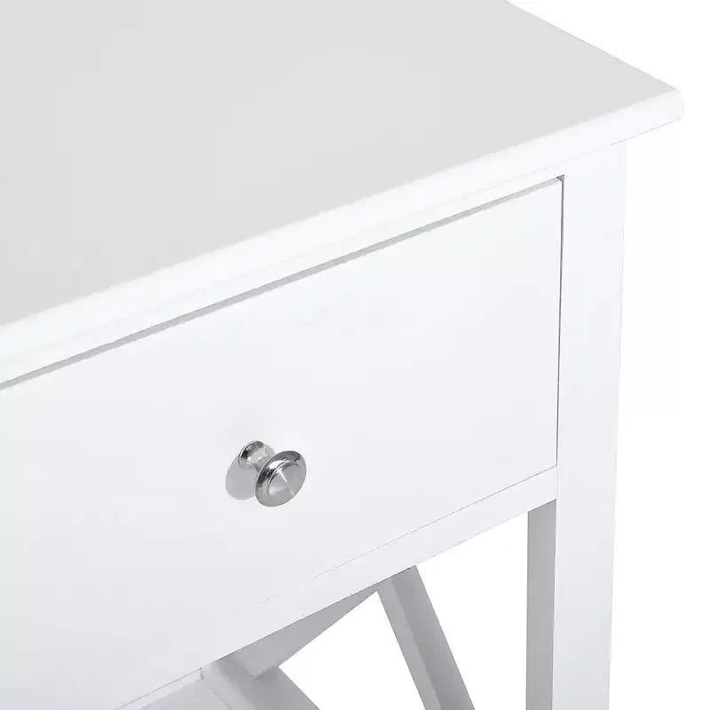 Table d'appoint, Table de chevet de style Ferme avec Tiroir de Rangement, Étagère Ouverte et Structure en X, Table de Nuit pour Salon