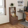 Table de chevet haute avec station de recharge et veilleuse, commande vocale, grandes tables de chevet en bois avec meuble de rangement et étagère à livres