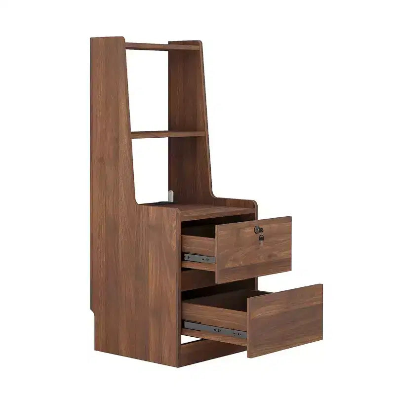 Table de chevet haute avec station de recharge et veilleuse, commande vocale, grandes tables de chevet en bois avec meuble de rangement et étagère à livres