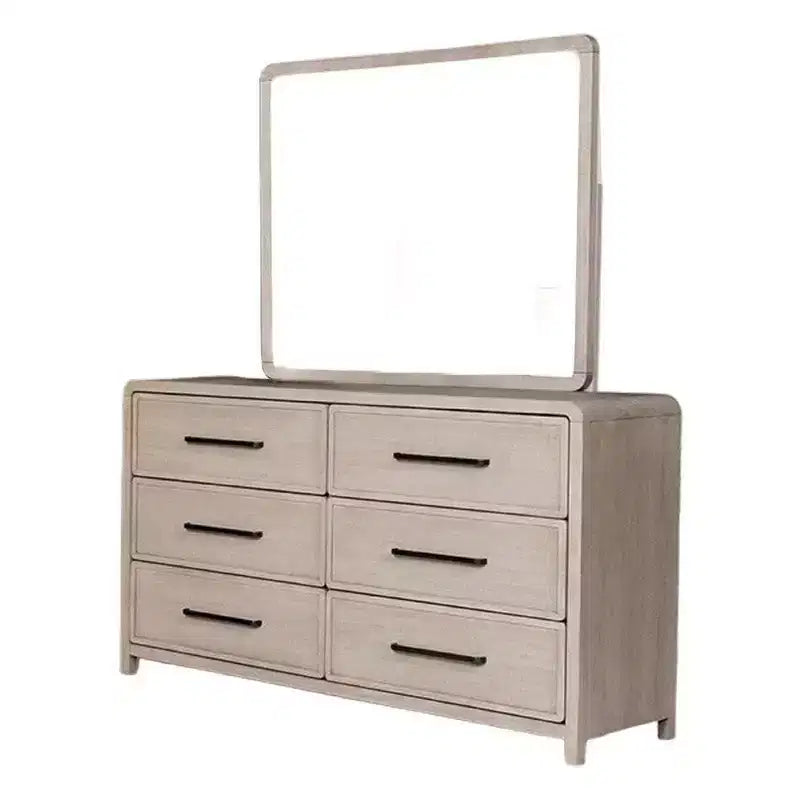 Miroir de commode à bords arrondis, chêne massif beige naturel, 37x40