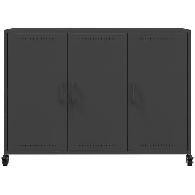 Bahut en acier laminé à froid noir, meuble rectangulaire moyen