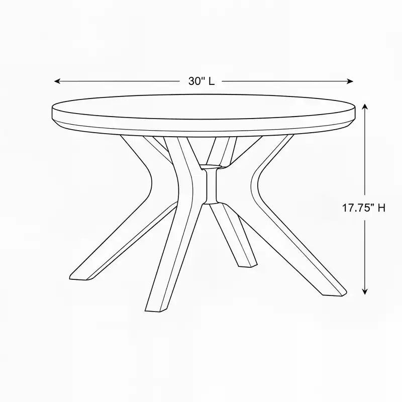 Table basse ronde à pieds croisés (30 po x 30 po / 760 mm x 760 mm)