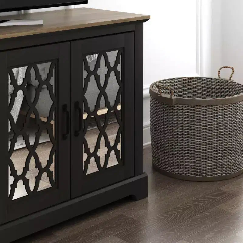 Meuble TV avec portes-miroirs de rangement 68,2 L 17,1 P 29,3 H