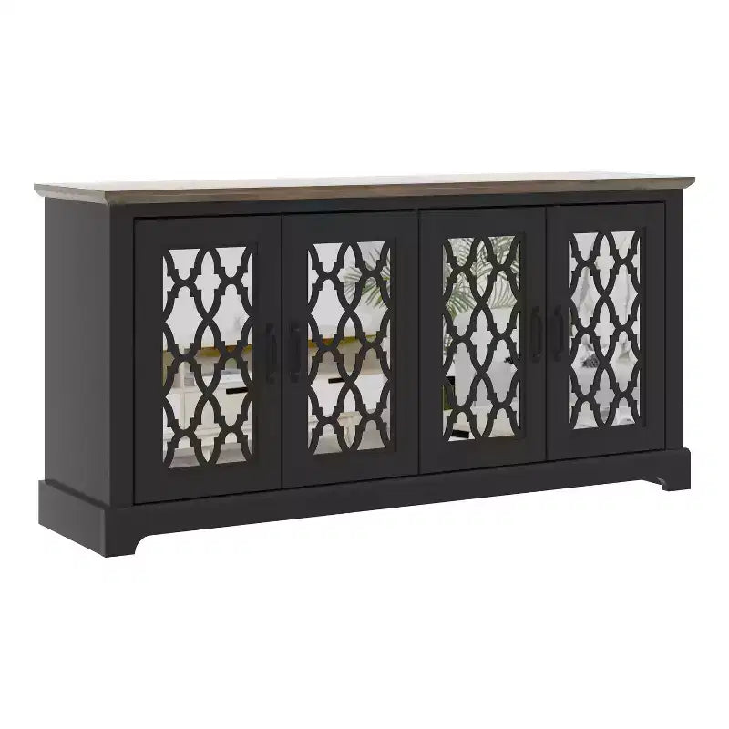 Meuble TV avec portes-miroirs de rangement 68,2 L 17,1 P 29,3 H