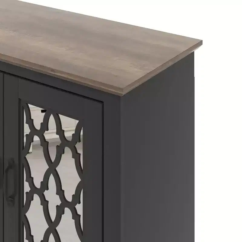 Meuble TV avec portes-miroirs de rangement 68,2 L 17,1 P 29,3 H