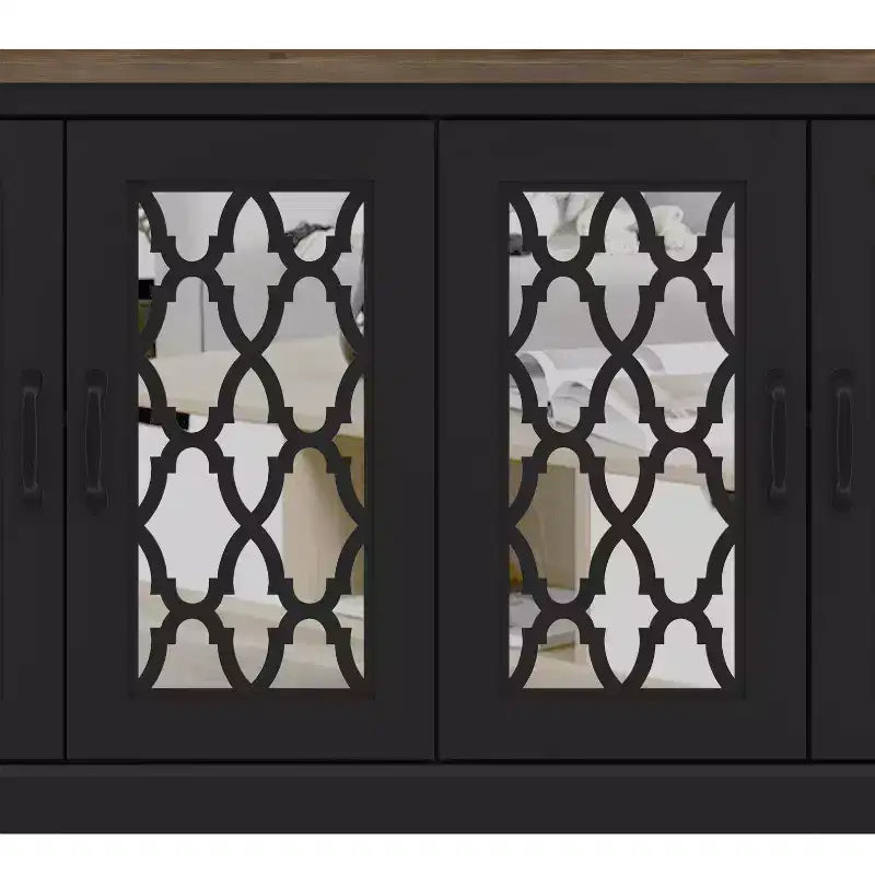 Meuble TV avec portes-miroirs de rangement 68,2 L 17,1 P 29,3 H