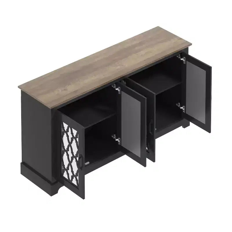 Meuble TV avec portes-miroirs de rangement 68,2 L 17,1 P 29,3 H