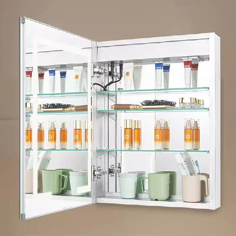 Armoire à pharmacie lumineuse avec miroir, 20x26 pouces, encastrable ou murale, intensité lumineuse 3 couleurs, miroir double face, blanc