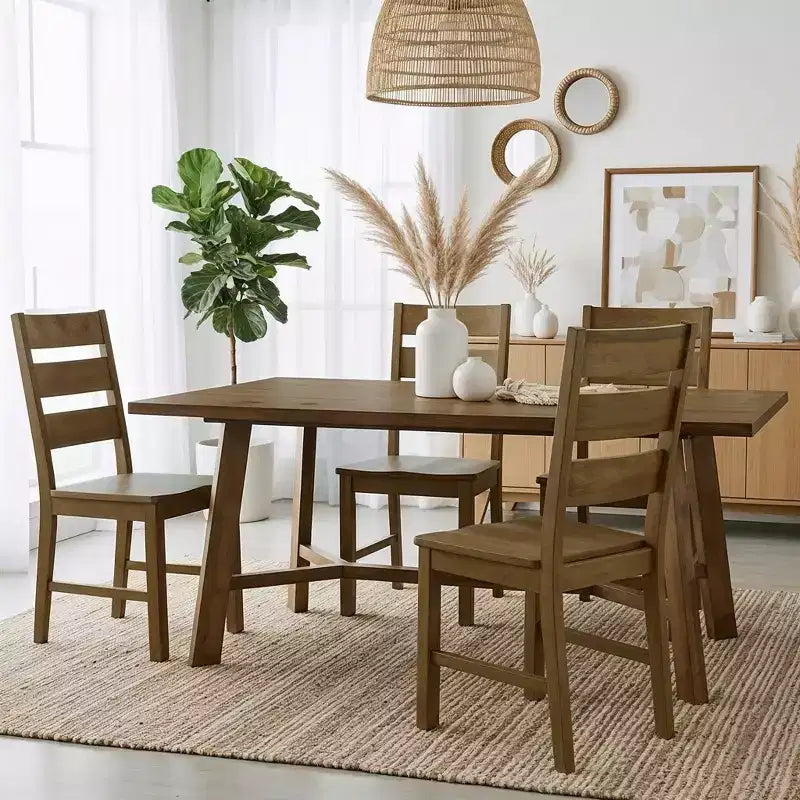 Lot de 2 chaises de salle à manger en bois massif à dossier échelle 47 cm L x 56 cm P x 96,5 cm H