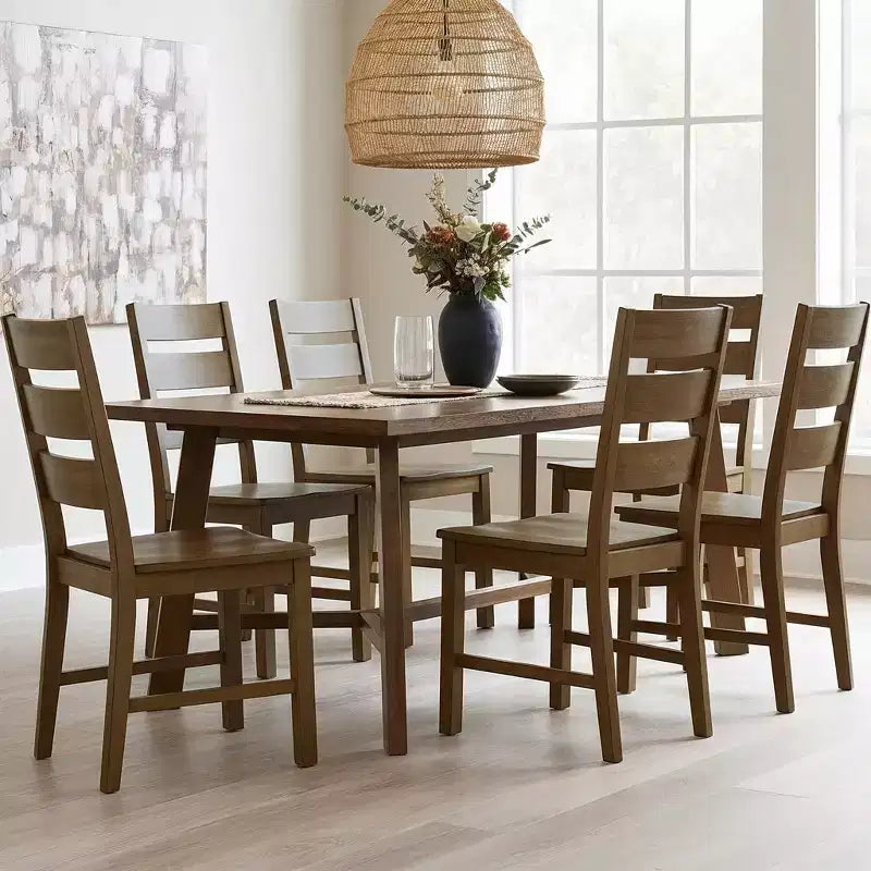 Lot de 2 chaises de salle à manger en bois massif à dossier échelle 47 cm L x 56 cm P x 96,5 cm H