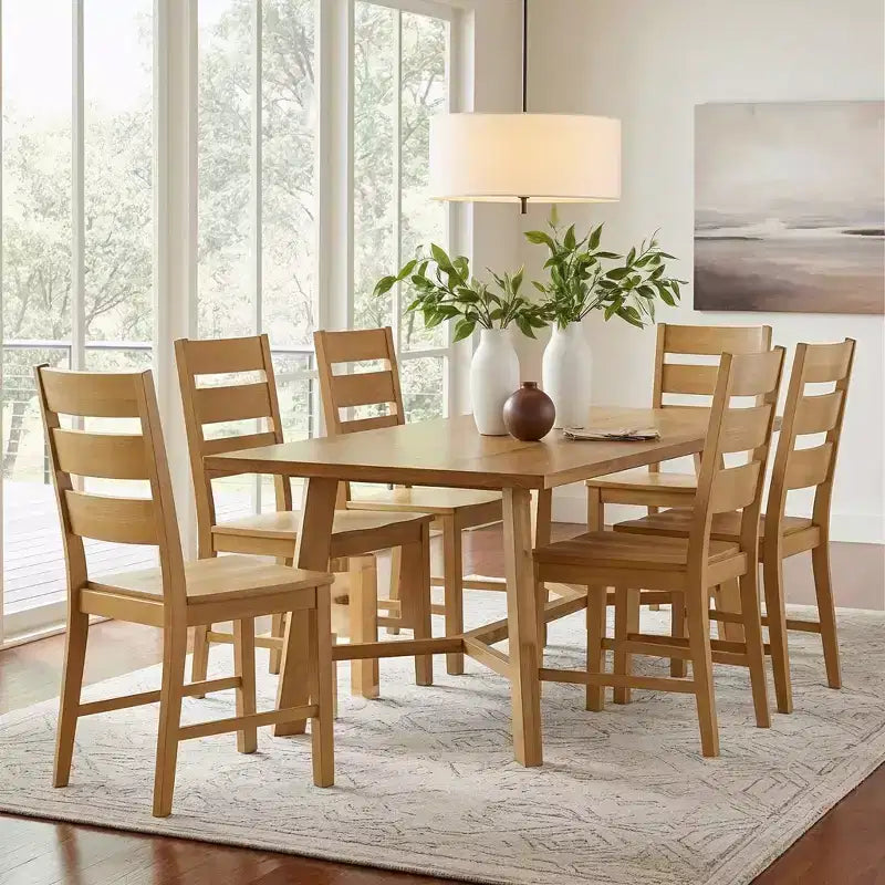 Lot de 2 chaises de salle à manger en bois massif à dossier échelle 47 cm L x 56 cm P x 96,5 cm H